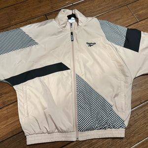 NWT!! Reebok Classic Lost & Found Collection Track Jacket in Buff Pink